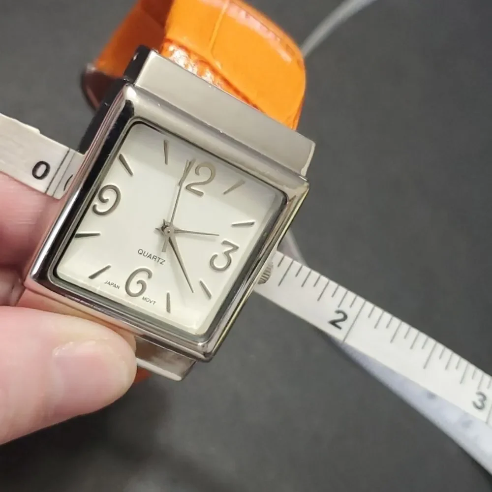Avon wide cuff watch paprika silver tone IOB Needs Battery